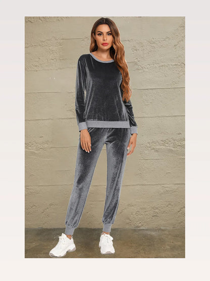 Round Neck Long Sleeve Loungewear Set with Pockets — styled showcase — Livostyle
