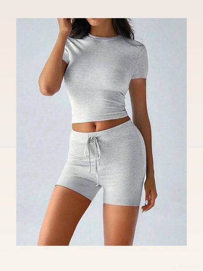 Round Neck Short Sleeve Top and Shorts Set — styled showcase — Livostyle