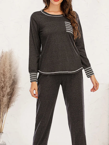 Round Neck Top and Pants Lounge Set — detail view — Livostyle