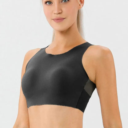 Round Neck Wide Strap Active Bra — square view — Livostyle