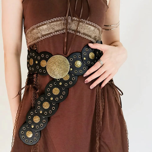 Round Shape PU Leather Belt — square view — Livostyle