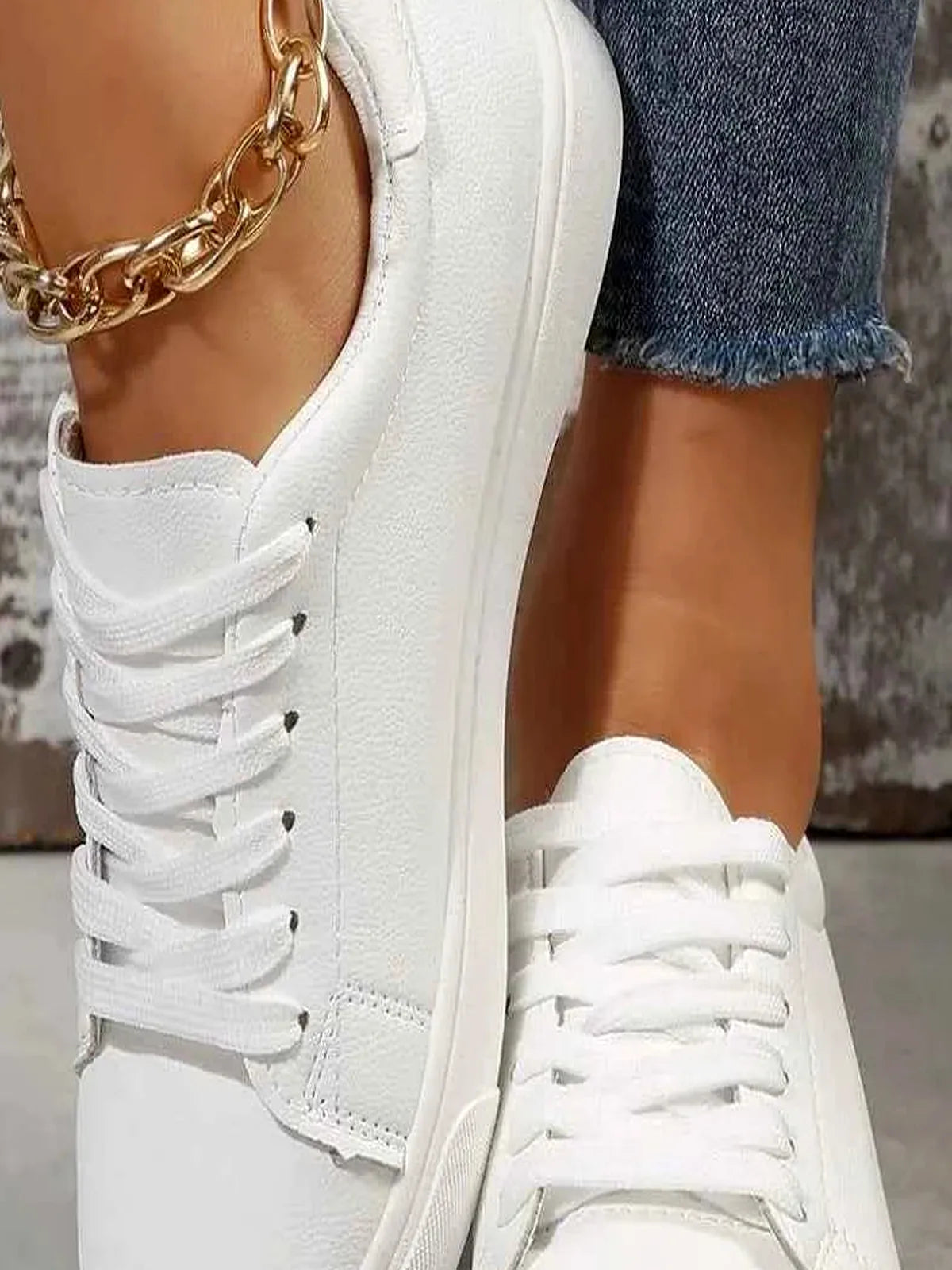 Round Toe Platform Sneakers — detail view — Livostyle