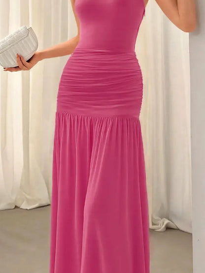 Ruched Maxi Cami Dress — detail view — Livostyle