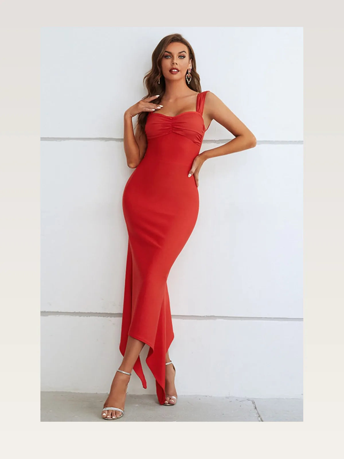 Ruched Sweetheart Neck Hem Detail Dress — styled showcase — Livostyle