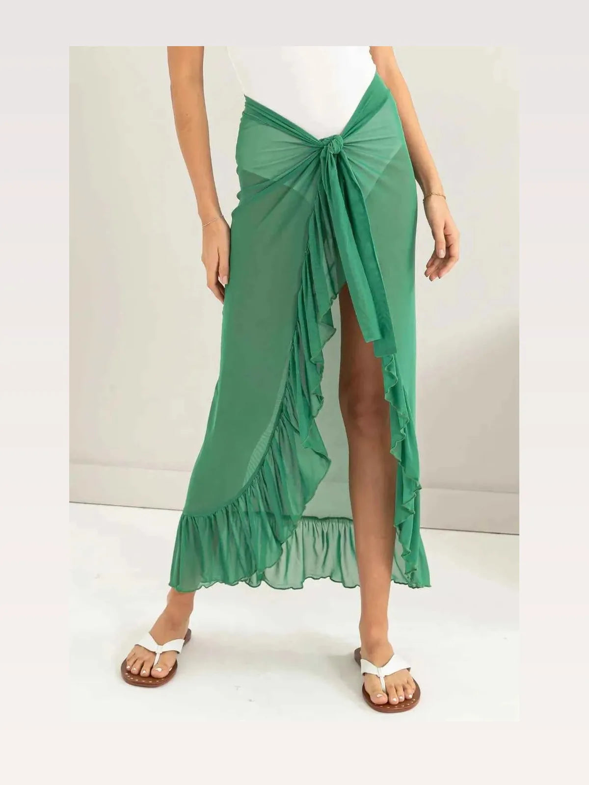 Ruffle Trim Cover Up Sarong Skirt — styled showcase — Livostyle