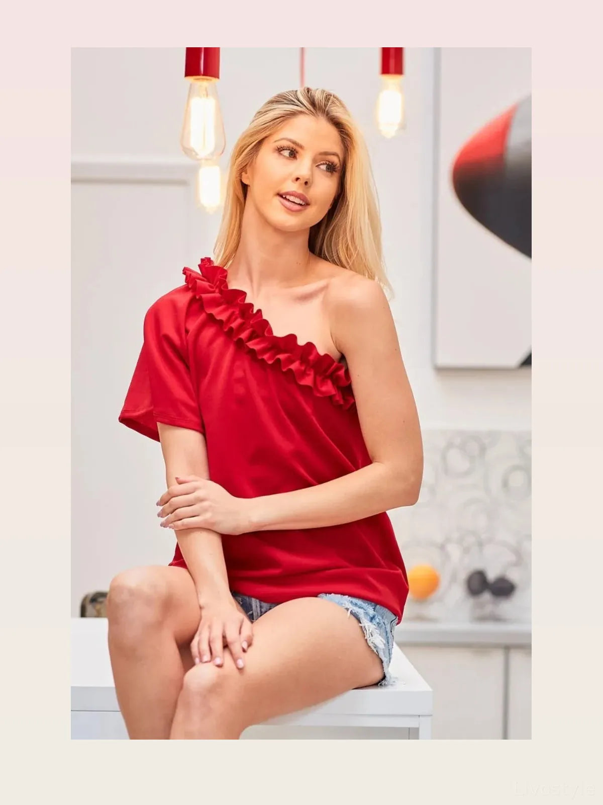 Elegant Asymmetrical Ruffled Crepe Top — styled showcase — Livostyle