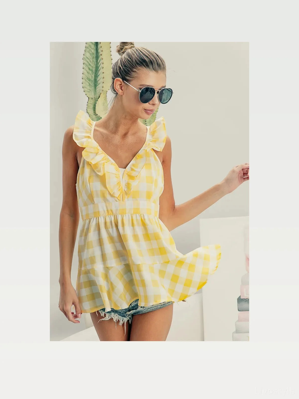 Chic Embroidered Crochet Summer Tank Top with Ruffles — styled showcase — Livostyle