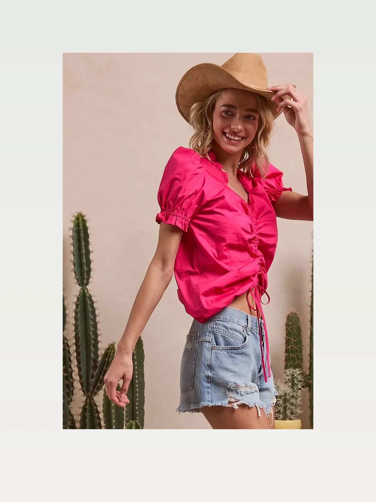 Chic Ruffled Square Neck Top with Dramatic Puff Sleeves — styled showcase — Livostyle
