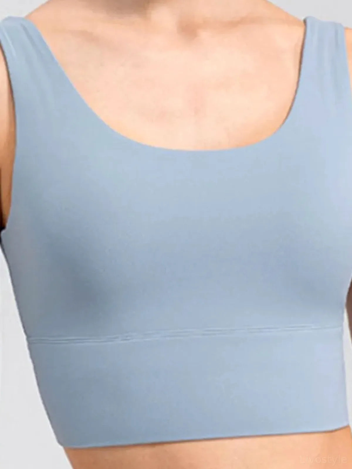 Scoop Neck Wide Strap Active Tank — detail view — Livostyle