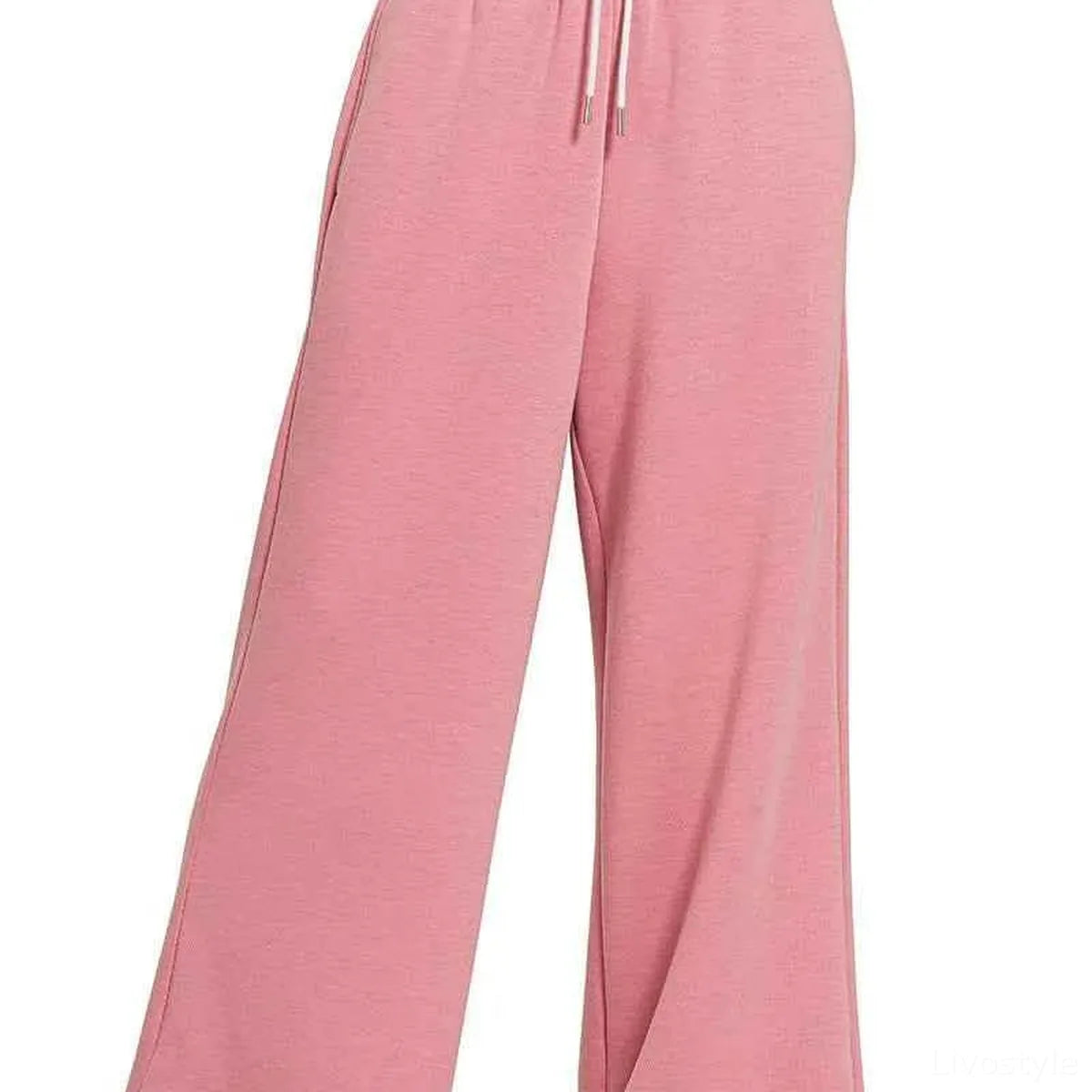 Scuba Drawstring Pants in LT ROSE — square view — Livostyle