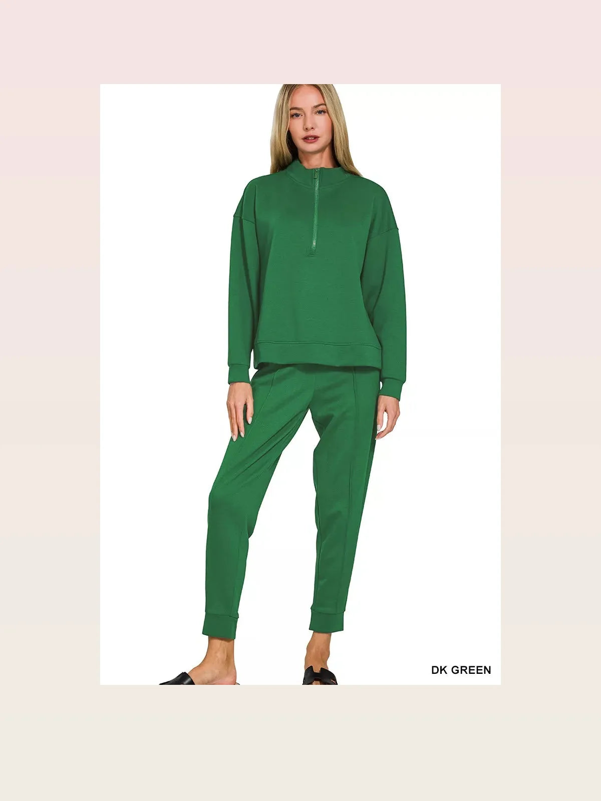 Scuba Half Zip Pullover and Jogger Set in Dk Green — styled showcase — Livostyle