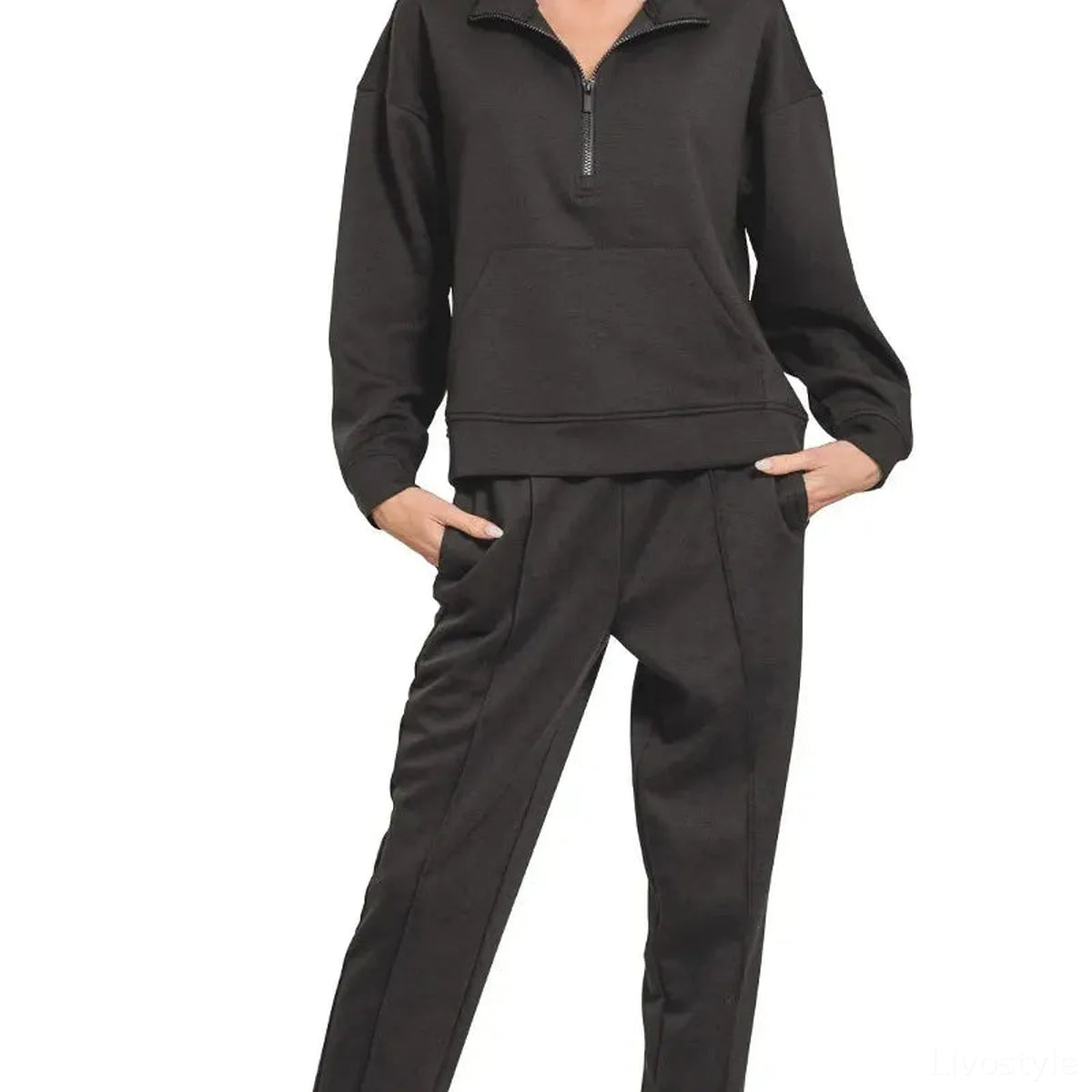 Scuba Half Zip Sweatshirt and Joggers Set — square view — Livostyle