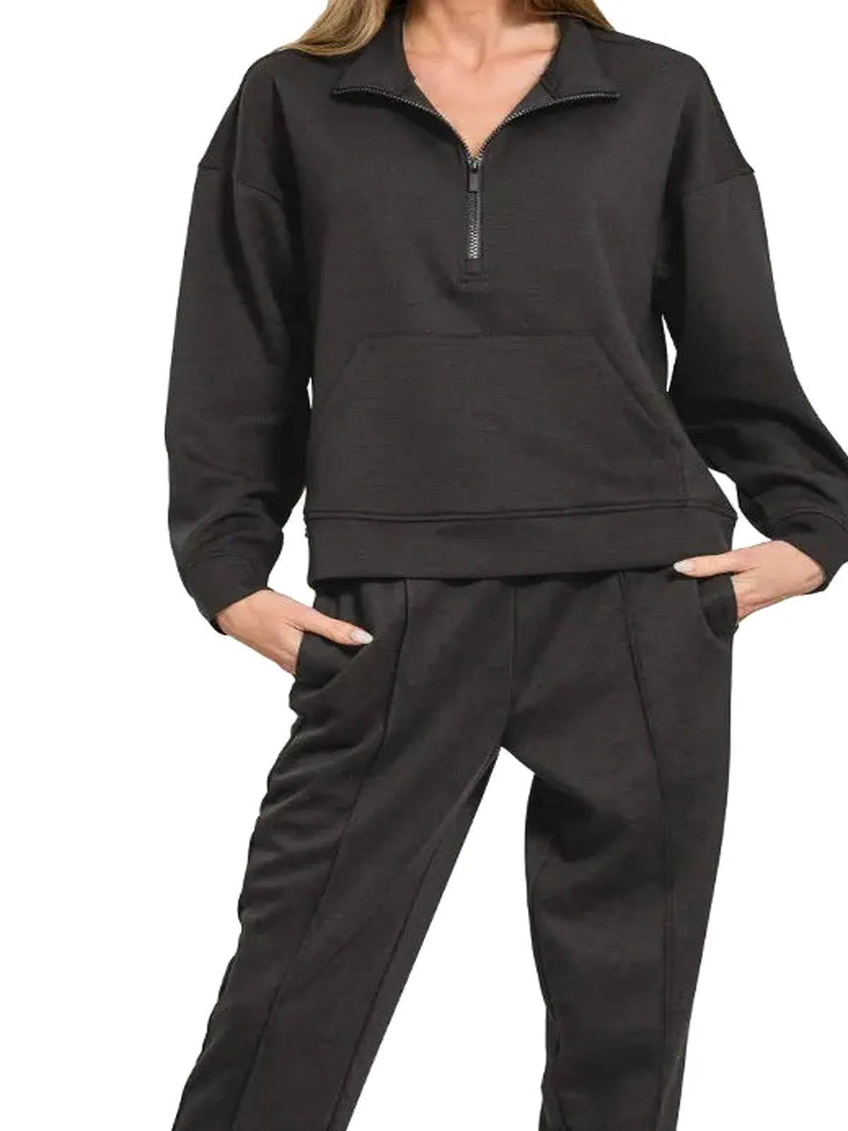 Scuba Half Zip Sweatshirt and Joggers Set — detail view — Livostyle