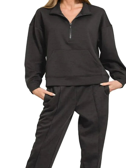Scuba Half Zip Sweatshirt and Joggers Set — detail view — Livostyle