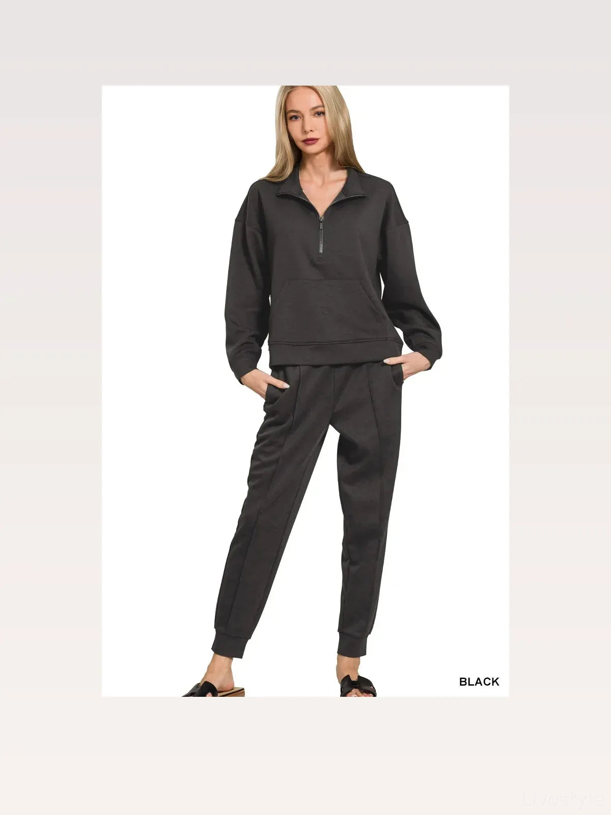 Scuba Half Zip Sweatshirt and Joggers Set — styled showcase — Livostyle