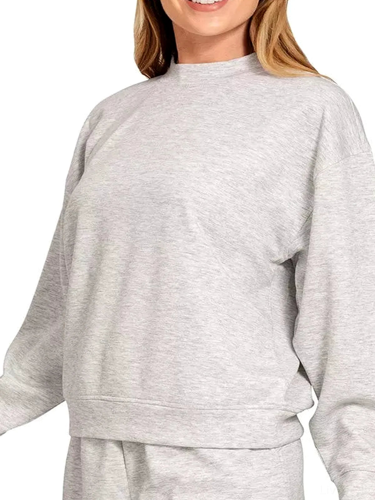 Scuba Long Sleeve Sweatshirt and Shorts Set in H GREY — detail view — Livostyle