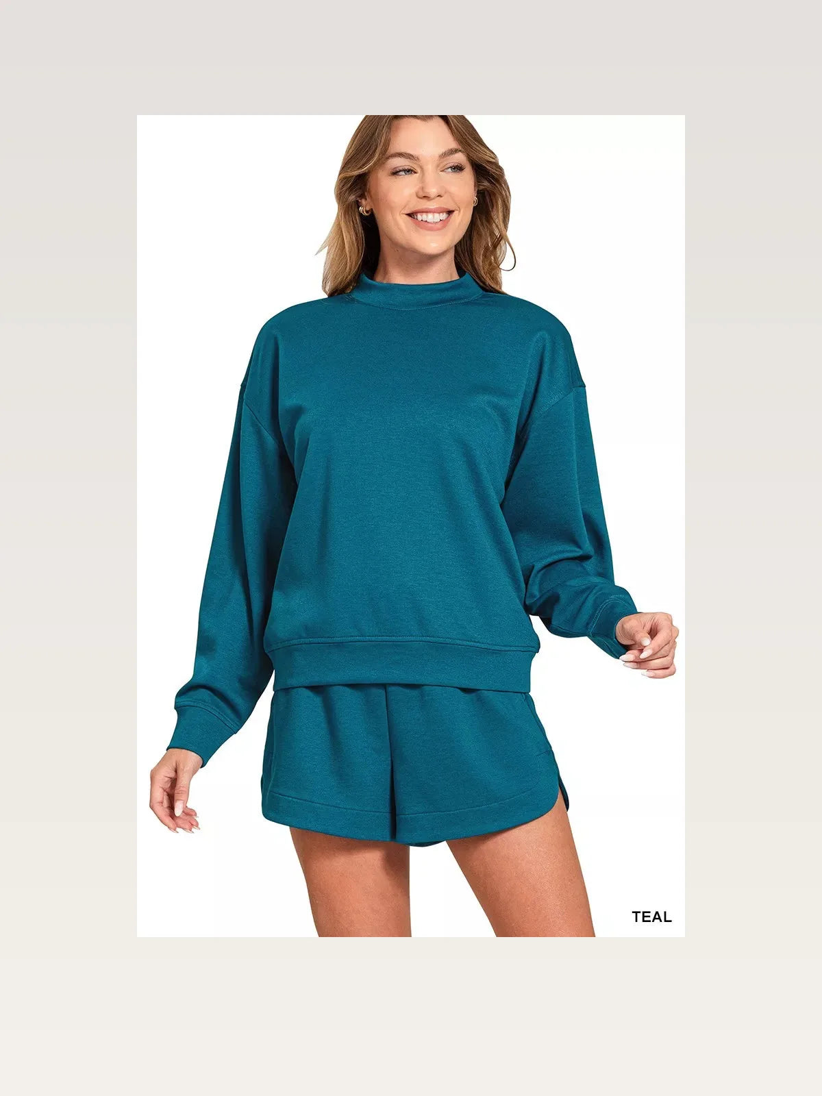 Scuba Long-Sleeve Sweatshirt & Shorts Set — styled showcase — Livostyle