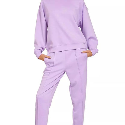 Scuba Mock Neck Sweatshirt and Joggers Set in LILAC — square view — Livostyle