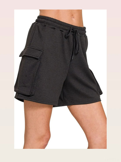 Scuba Thigh Pocket Shorts in BLACK — styled showcase — Livostyle