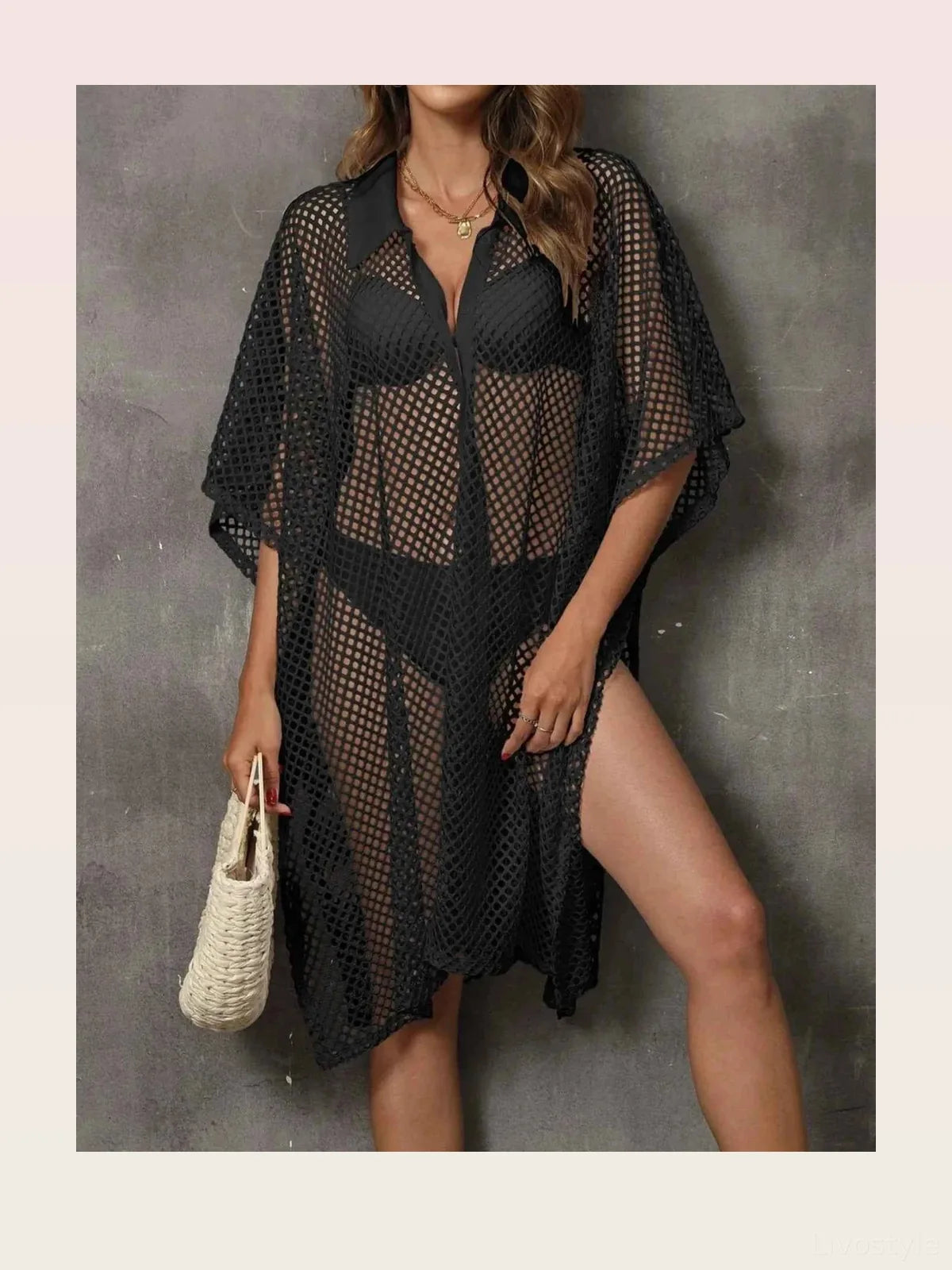 Sheer Mesh Button Up Cover Up — styled showcase — Livostyle