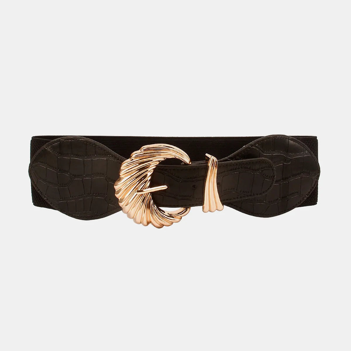 Shell Alloy Buckle Elastic Belt — square view — Livostyle