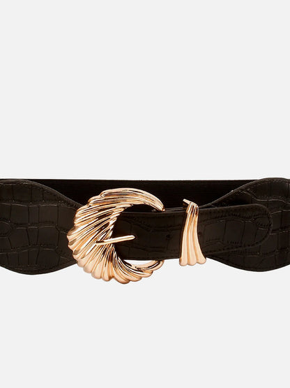 Shell Alloy Buckle Elastic Belt — detail view — Livostyle