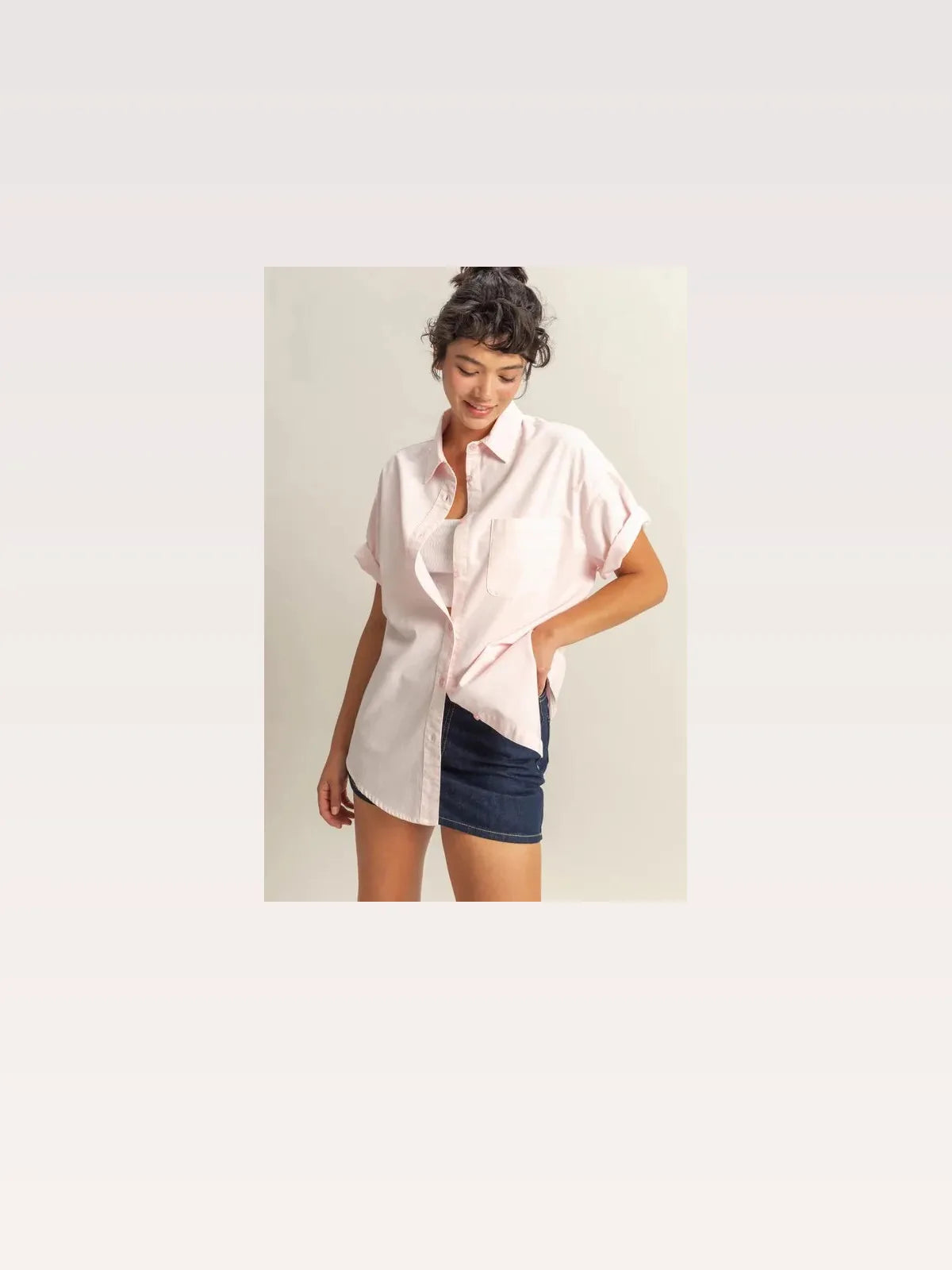 Casual Oversized Short Sleeve Button-Down Shirt — styled showcase — Livostyle