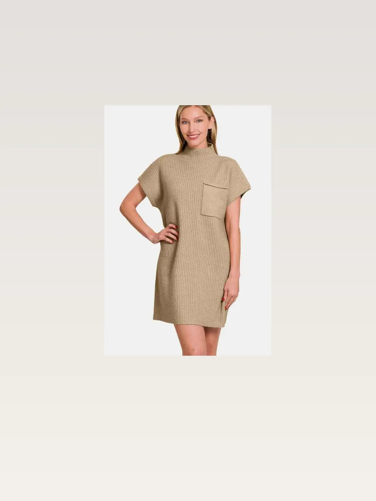 Short Sleeve Sweater Mini Dress in H. Mocha — styled showcase — Livostyle