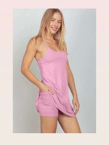 Sleeveless Active Tennis Dress with Unitard Liner — styled showcase — Livostyle