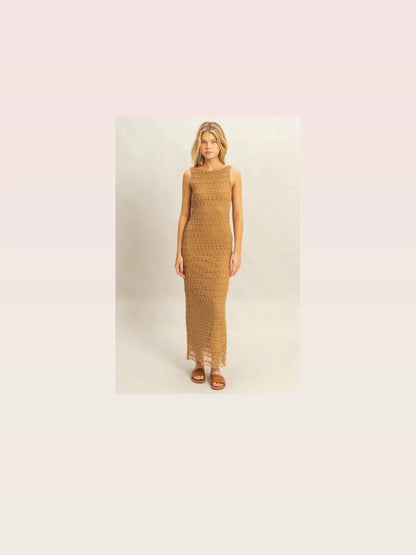 Bohemian Crochet Sleeveless Maxi Dress with Open Back — styled showcase — Livostyle