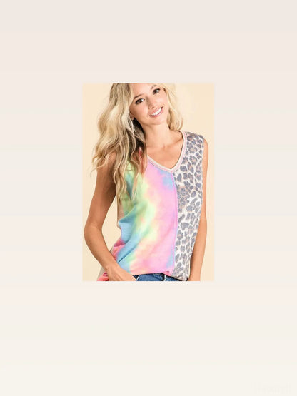 Trendy Sleeveless Top with Stylish Mixed Print & Contrast De — styled showcase — Livostyle