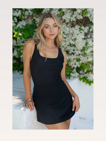 White Birch Sleeveless Twisted Back Performance Knit Swim Dr — styled showcase — Livostyle