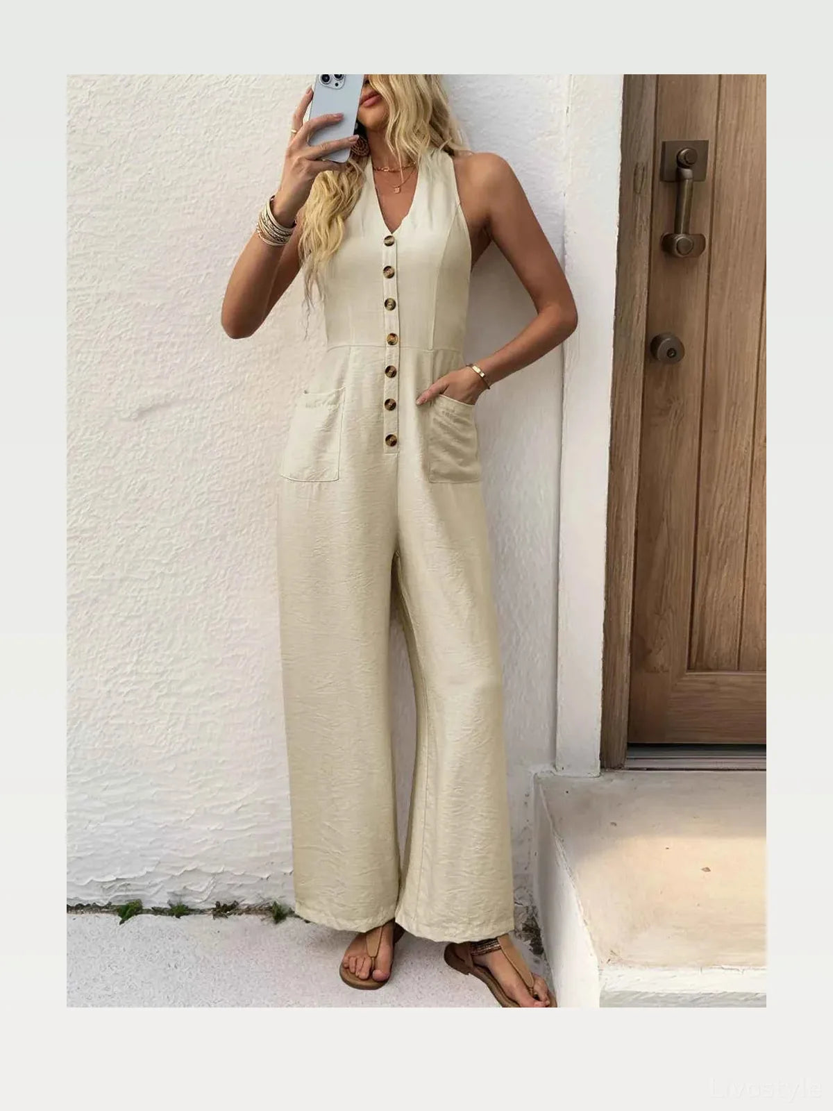Smocked Halter Neck Jumpsuit — styled showcase — Livostyle