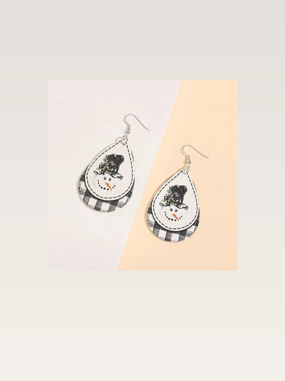 Snowman PU Leather Dangle Earrings — styled showcase — Livostyle
