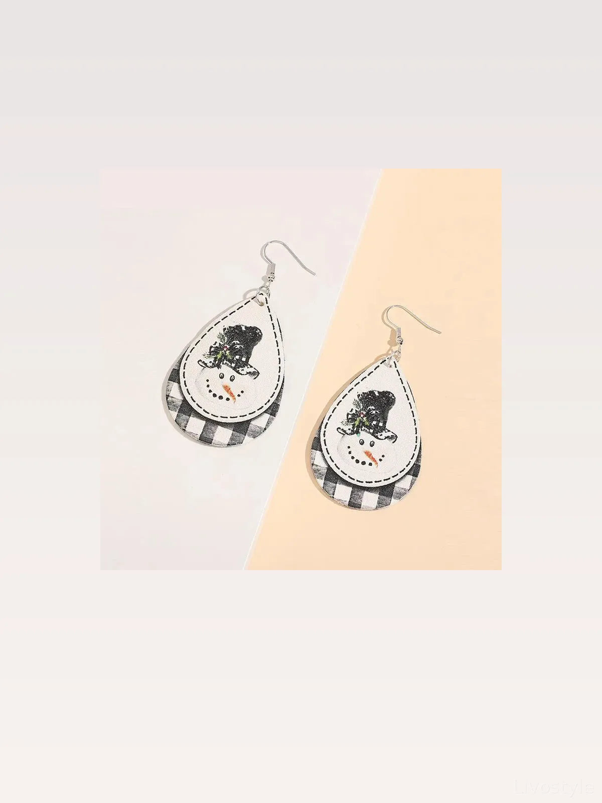 Snowman PU Leather Dangle Earrings — styled showcase — Livostyle