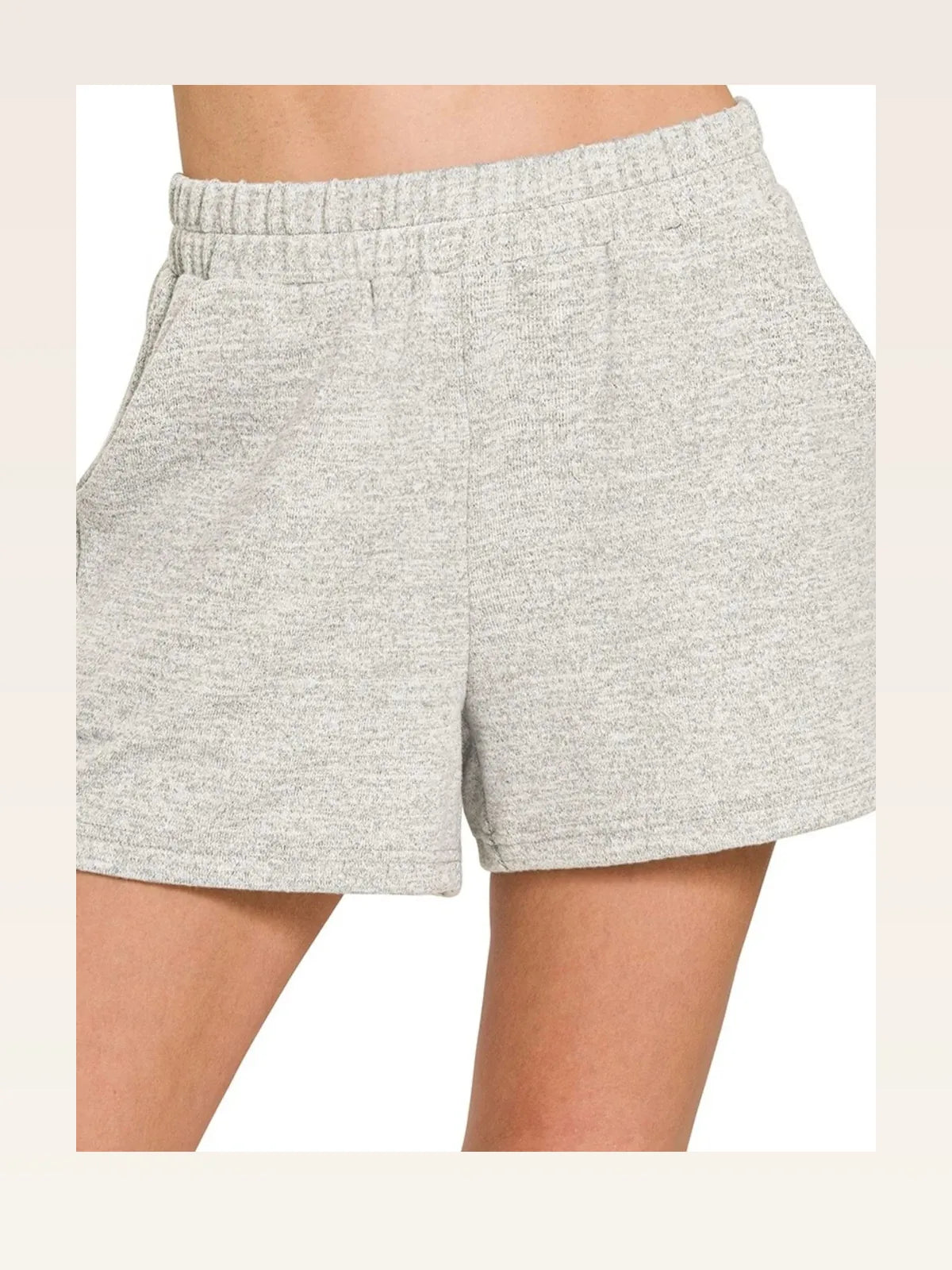 Soft Melange Hacci Knit Shorts with Elastic Waistband – photo 3
