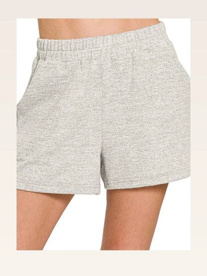 Soft Melange Hacci Knit Shorts with Elastic Waistband – photo 3