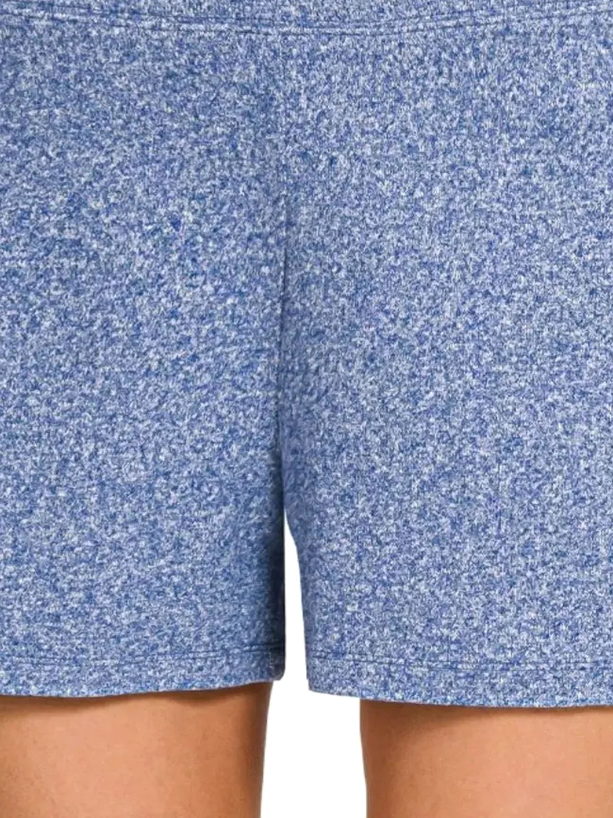 Soft Melange Hacci Elastic Waisted Shorts in LT NAVY — detail view — Livostyle