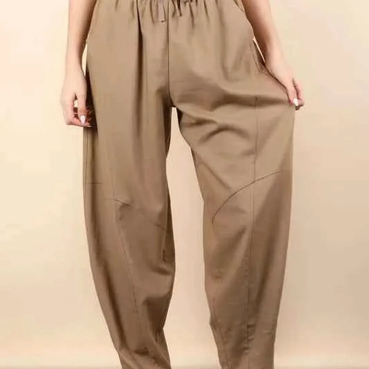 Women's High-Rise Wide Leg Linen Blend Pants — square view — Livostyle