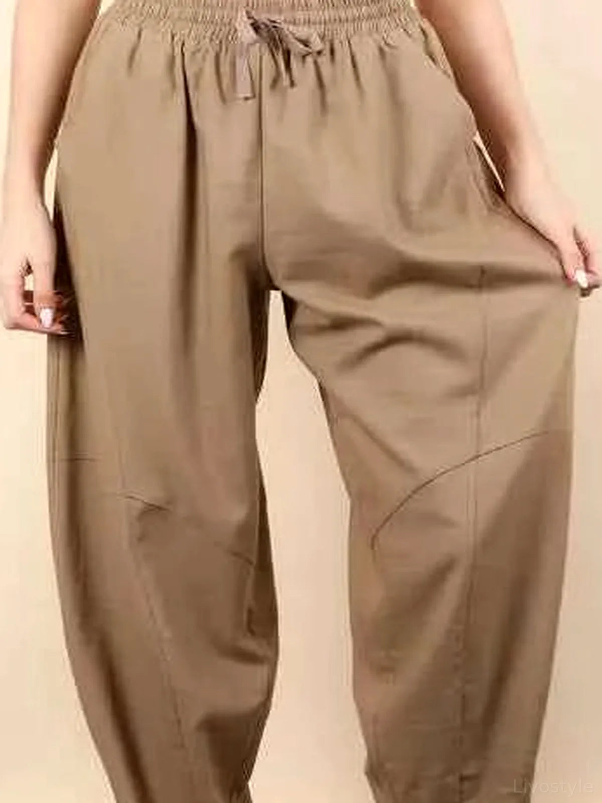 Women's High-Rise Wide Leg Linen Blend Pants — detail view — Livostyle