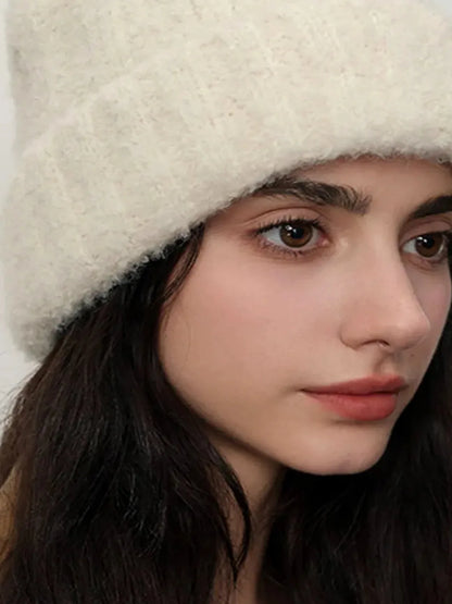 Solid Color Thermal Knit Hat — detail view — Livostyle