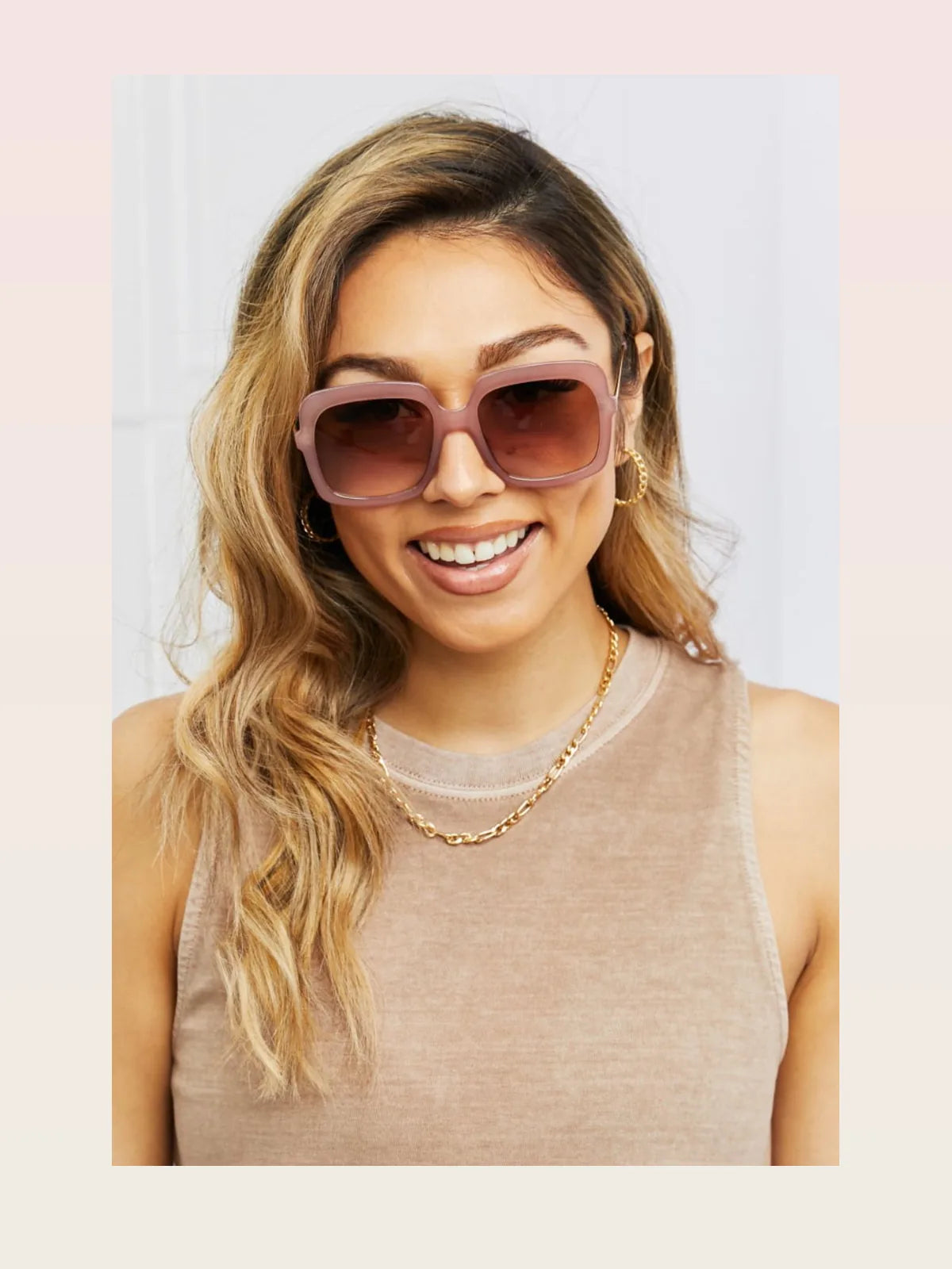 Square Metal-Plastic Hybrid Temple Sunglasses — styled showcase — Livostyle