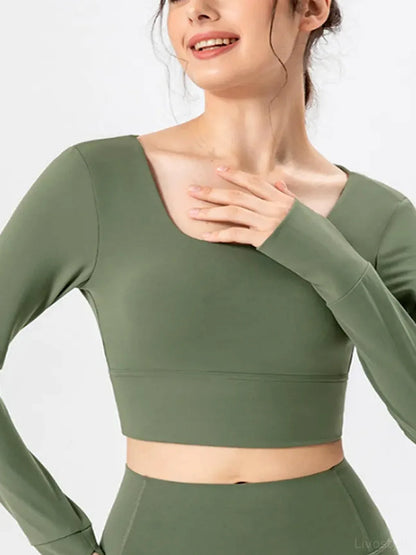 Square Neck Crisscross Active T-Shirt — detail view — Livostyle