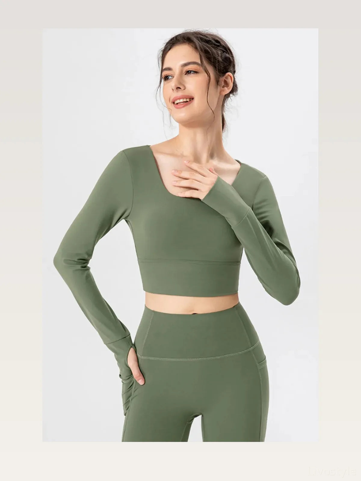 Square Neck Crisscross Active T-Shirt — styled showcase — Livostyle