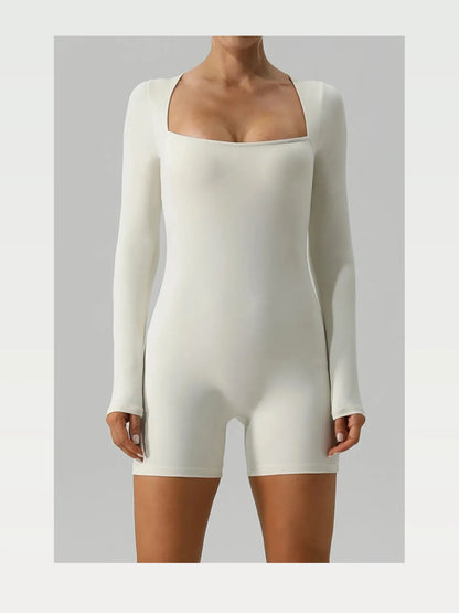 Square Neck Long Sleeve Active Romper — styled showcase — Livostyle