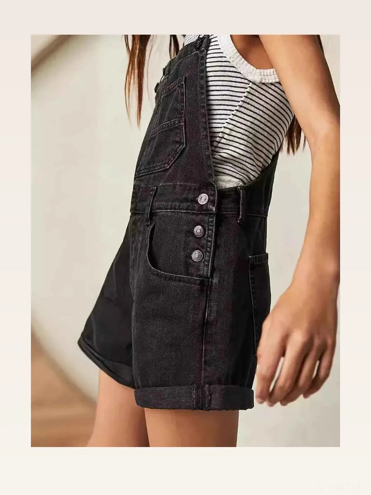 Square Neck Wide Strap Denim Overalls — styled showcase — Livostyle