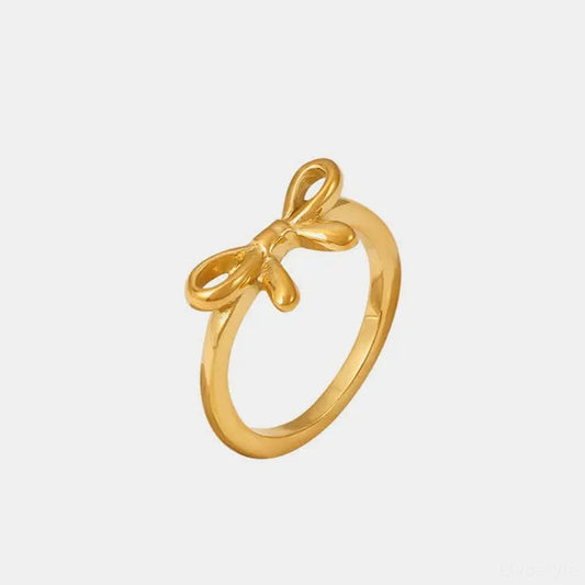 Stainless Steel Bow Ring — square view — Livostyle