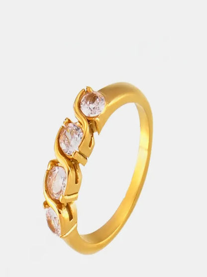 Stainless Steel Inlaid Zircon Ring — detail view — Livostyle
