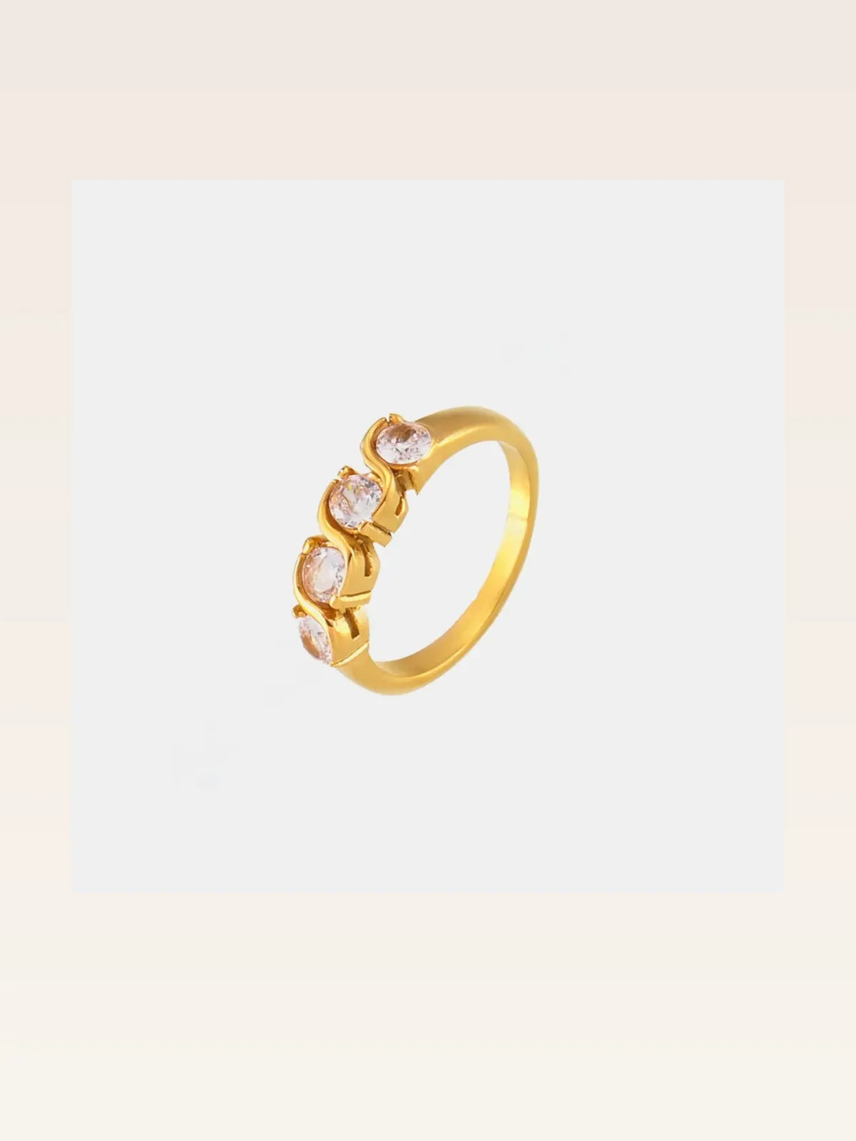 Stainless Steel Inlaid Zircon Ring — styled showcase — Livostyle