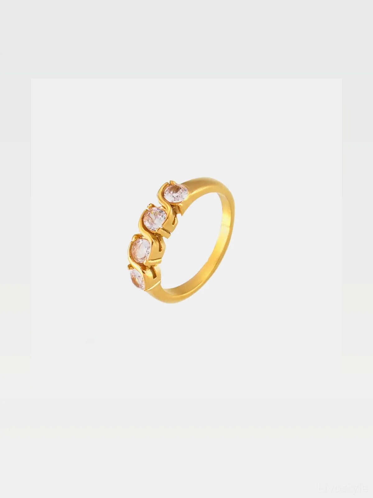 Stainless Steel Inlaid Zircon Ring — styled showcase — Livostyle